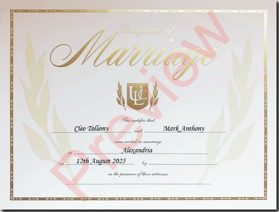 ULC Marriage Certificate Example