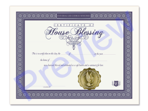 Home Blessing Certificate